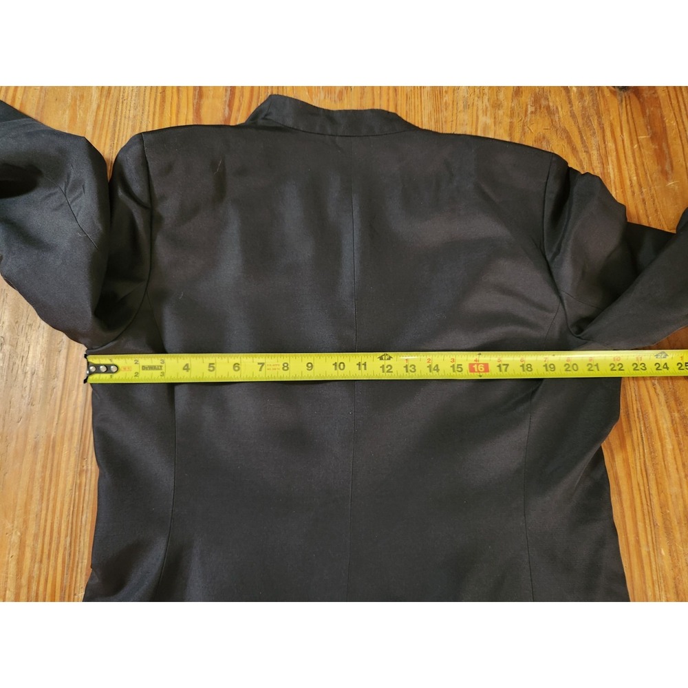 Dana‎ Buchman Silk Wool Blazer Jacket Black Single Breasted One Button Lined Lrg - Picture 11 of 13